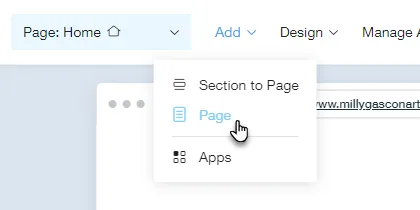 Select a page template from the Add Page panel